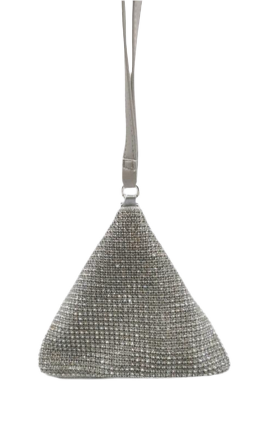 SILVER CRYSTAL TRIANGLE OCCASION BAG