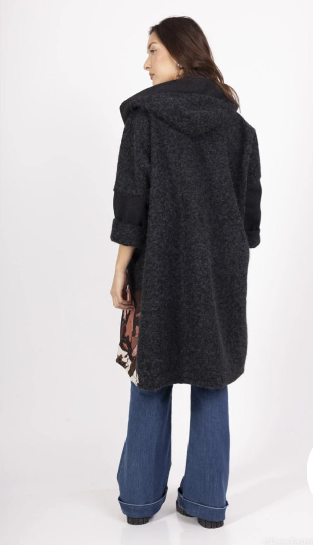 QUILTED FLORAL COAT WITH HOOD - 10-16 - BROWN