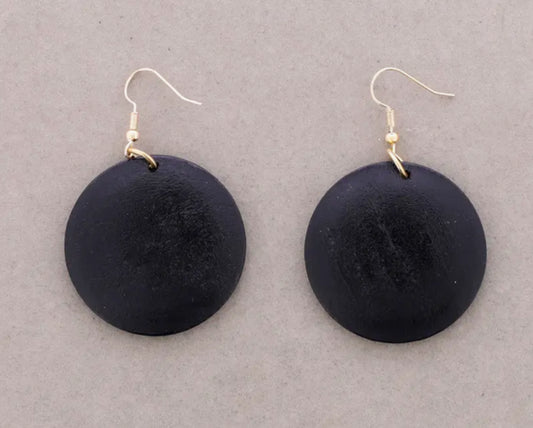 WOODEN DISC EARRINGS