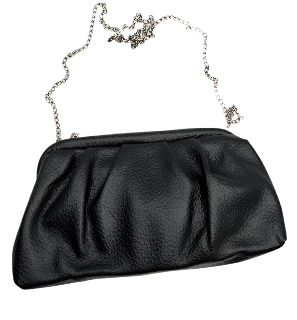 LEATHERETTE EVENING CLUTCH - BLACK