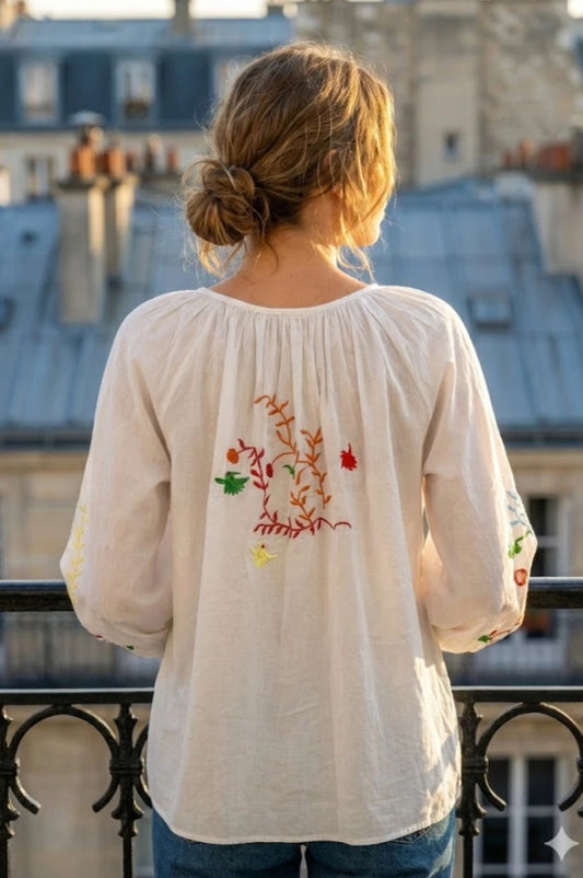 COTTON EMBROIDERED BOHO TOP - 10-16