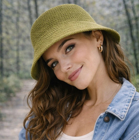 WOVEN BUCKET HAT - OLIVE