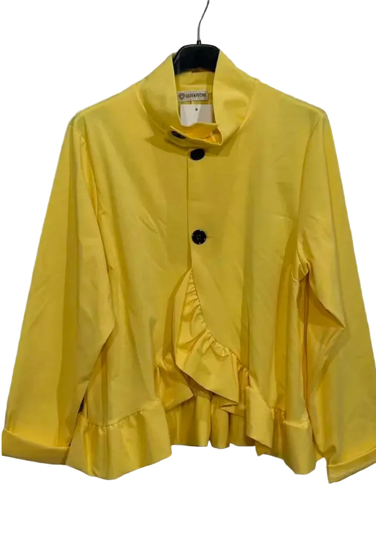 COTTON BLEND RUFFLE JACKET - 8-14 - YELLOW