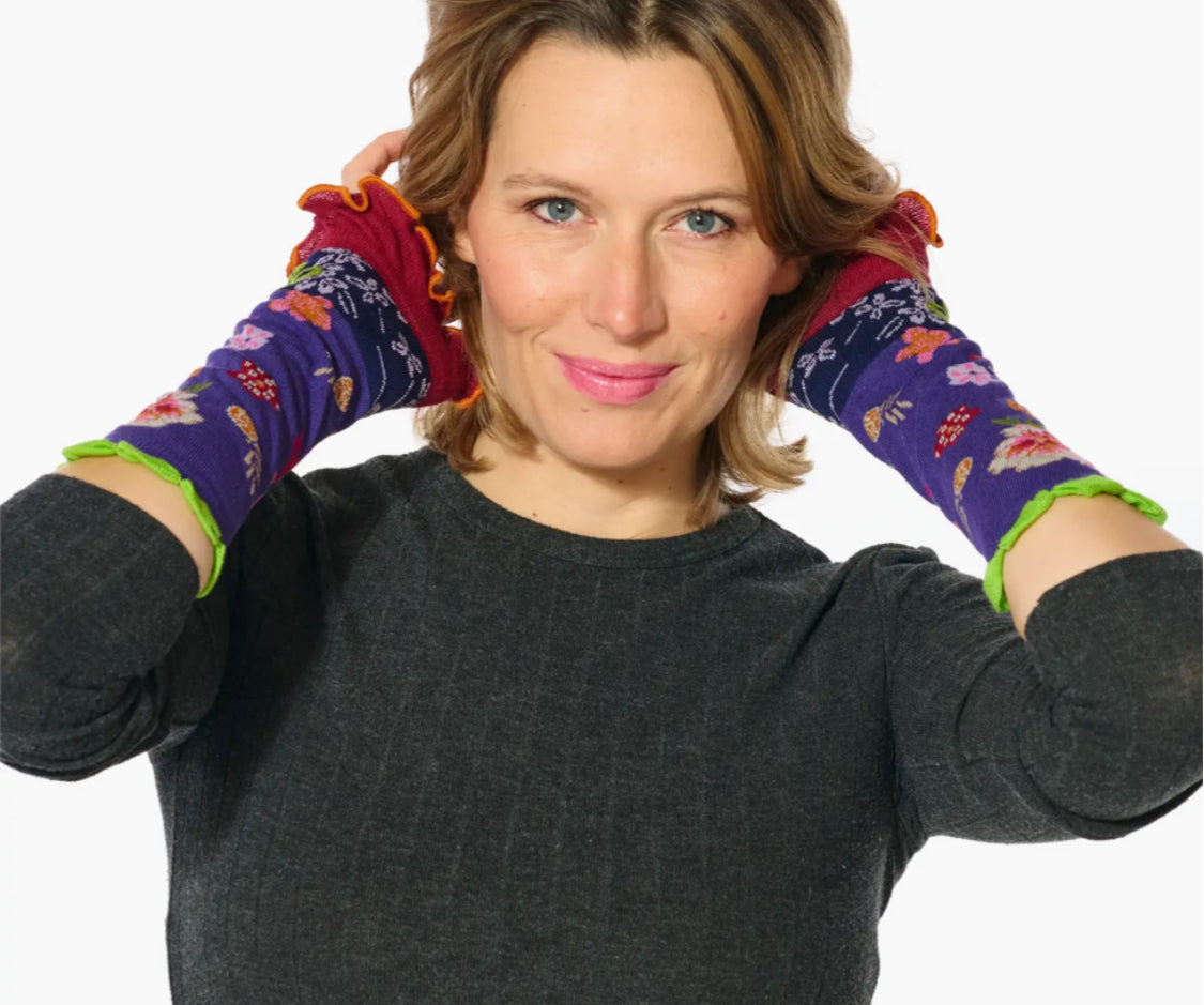 COTTON BLEND KNIT MITTENS - MADE IN ITALY