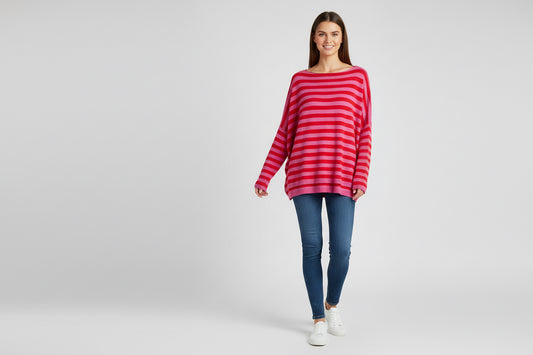 **SALE**CASHMERE BLEND OVERSIZED KNIT - 14-20 - FUSCHIA