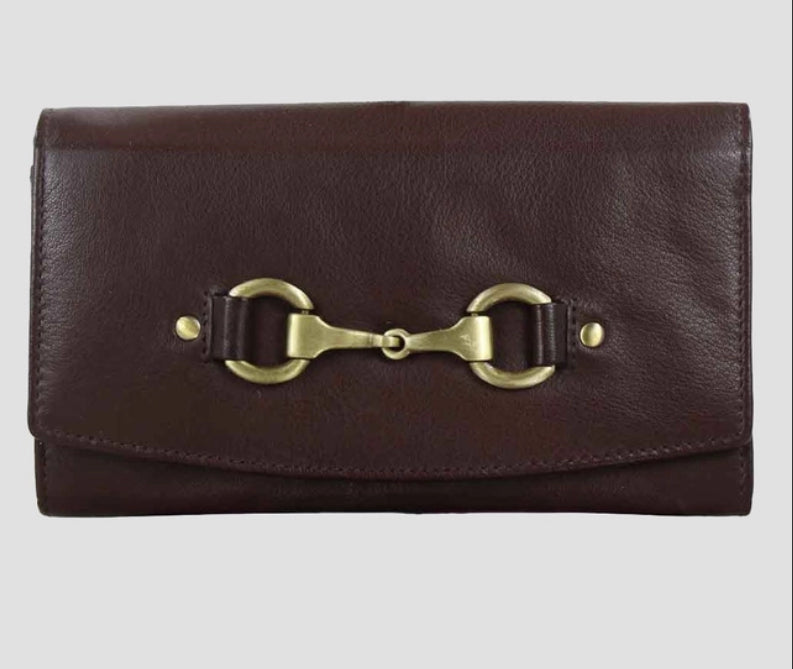 LEATHER SNAFFLE WALLET - BROWN - IN GIFT BOX