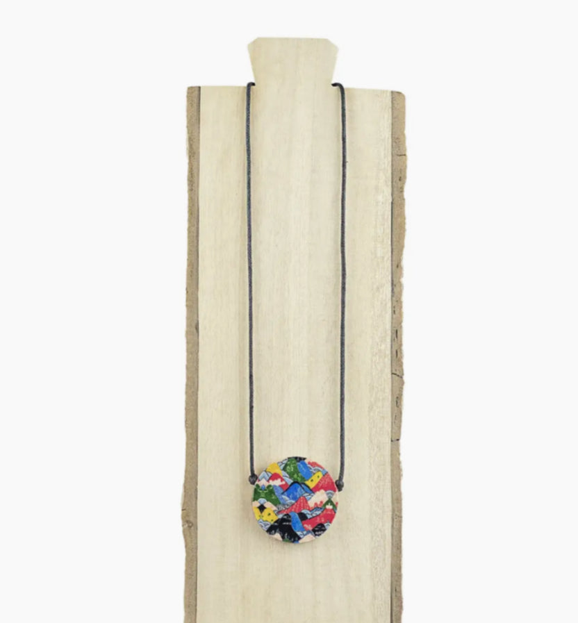 DECOUPAGE WOODEN NECKLACE