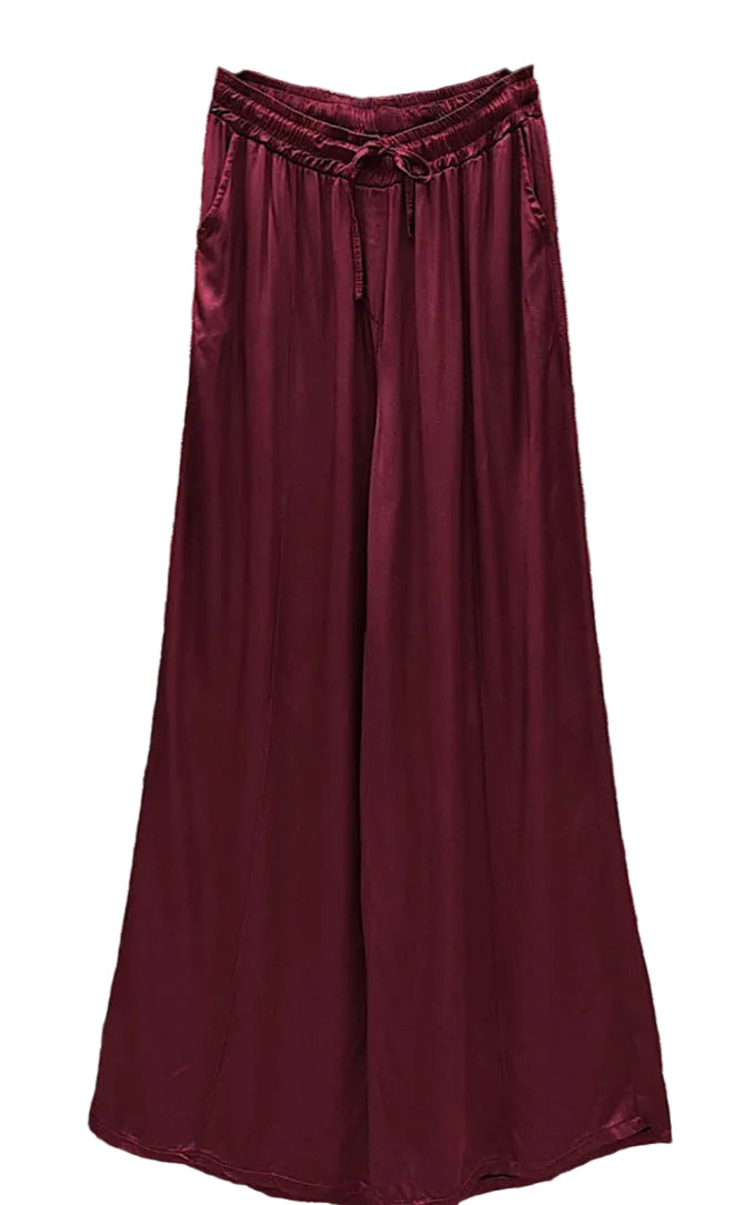 SATIN PALAZZO - 10-16 - BURGUNDY