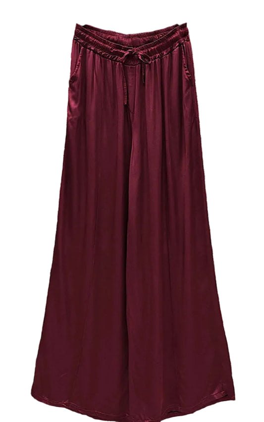 SATIN PALAZZO - 10-16 - BURGUNDY