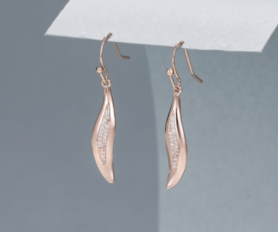 CRYSTAL DROP EARRINGS- ROSE GOLD