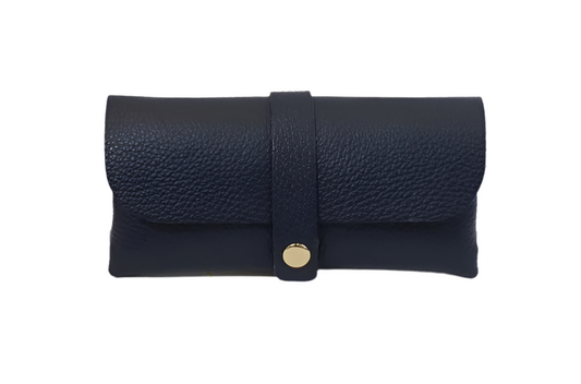 LEATHER GLASSES CASE - NAVY