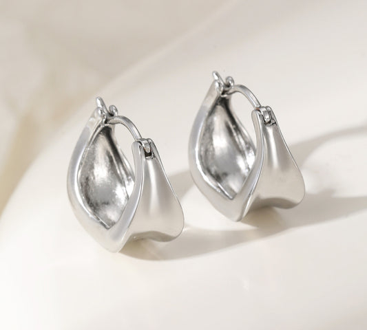 CHUNKY HOOP EARRINGS- SILVER