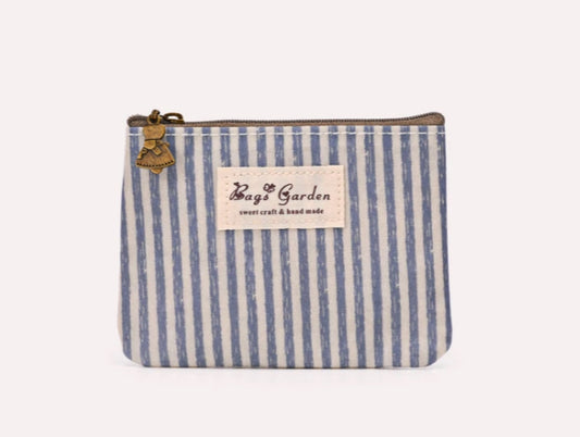 STRIPE CARD ZIP WALLET - BLUE