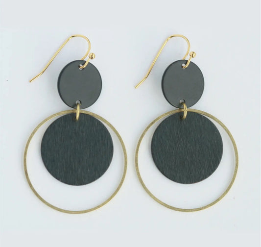 KAIKO - STATEMENT CIRCLE DISC BRASS EARRINGS