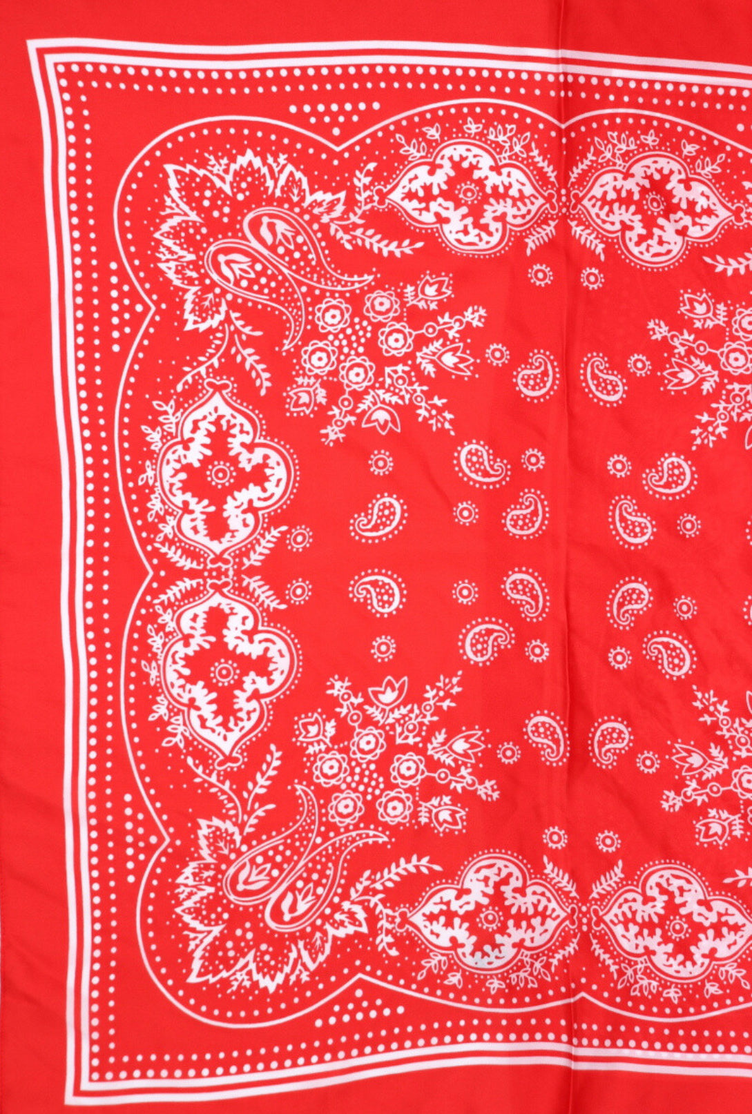 BANDANA PRINT SATIN NECK SQUARE SCARF - RED