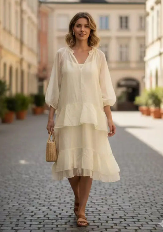 SILK BLEND DRESS - 10-16 - LEMON