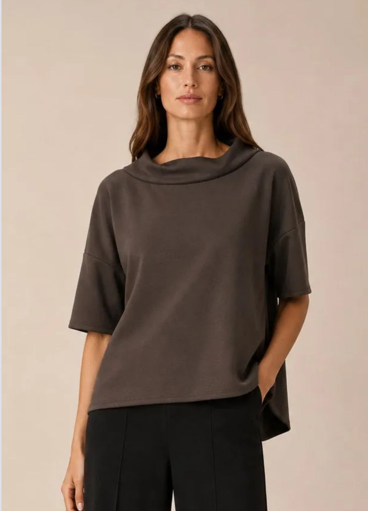 COWL COLLAR TOP - 10-14 - CHOCOLATE