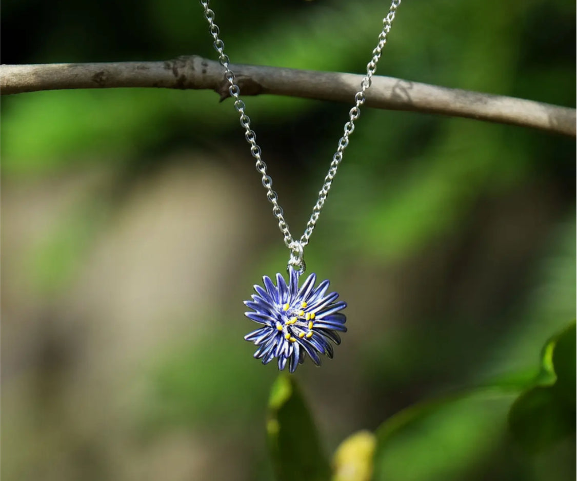 ASTER SILVER PLATED HAND ENAMELLED NECKLACE