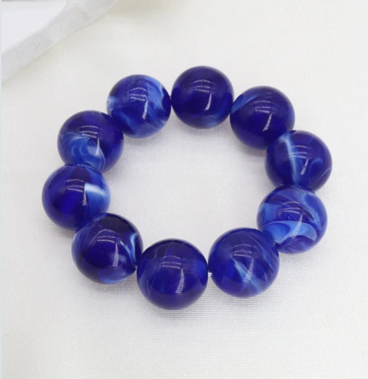 ACRYLIC BEADED BRACELET- BLUE
