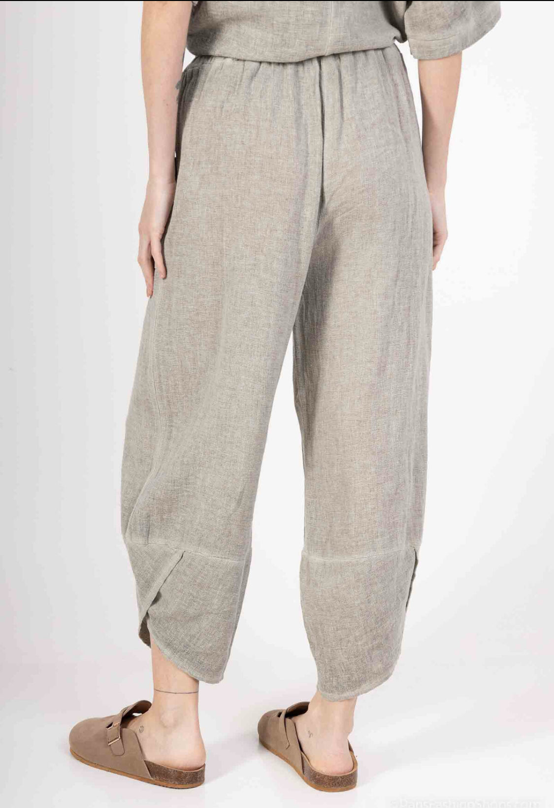 COTTON/LINEN BLEND TULIP HEM PANTS - 10-16 - LIGHT KHAKI