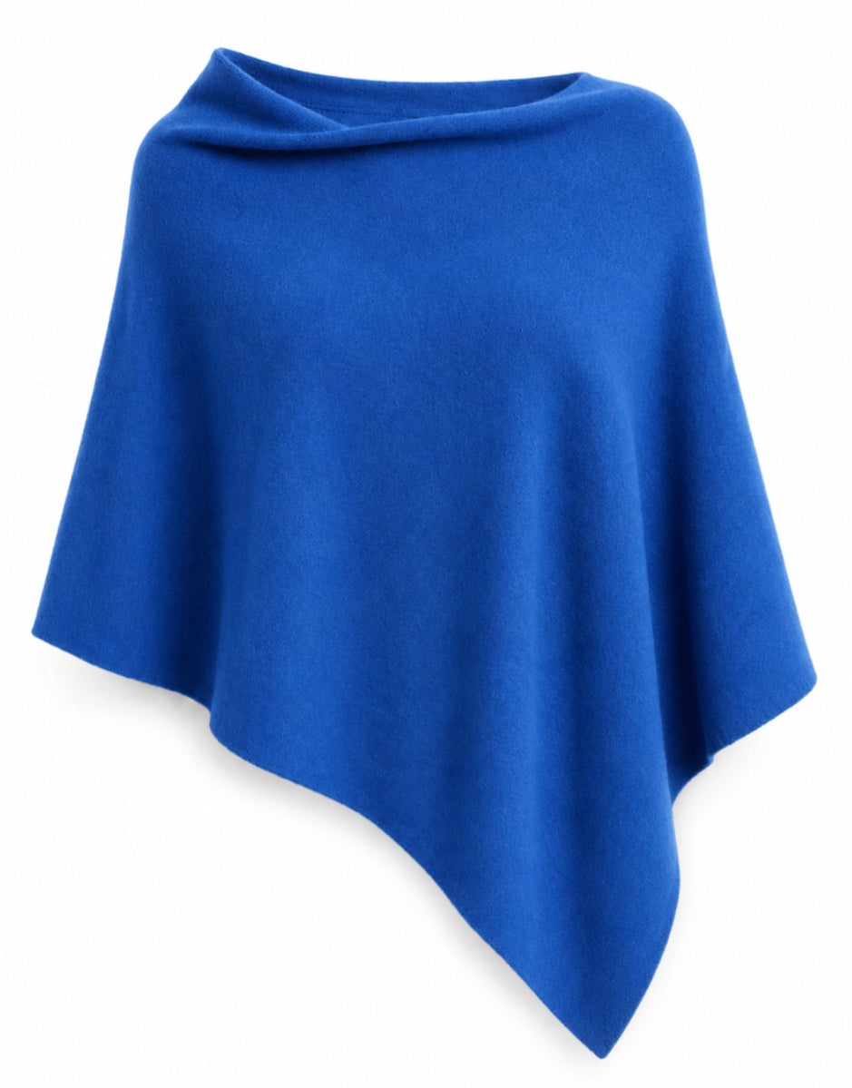 CASHMERE & MERINO WOOL PONCHO - BLUE