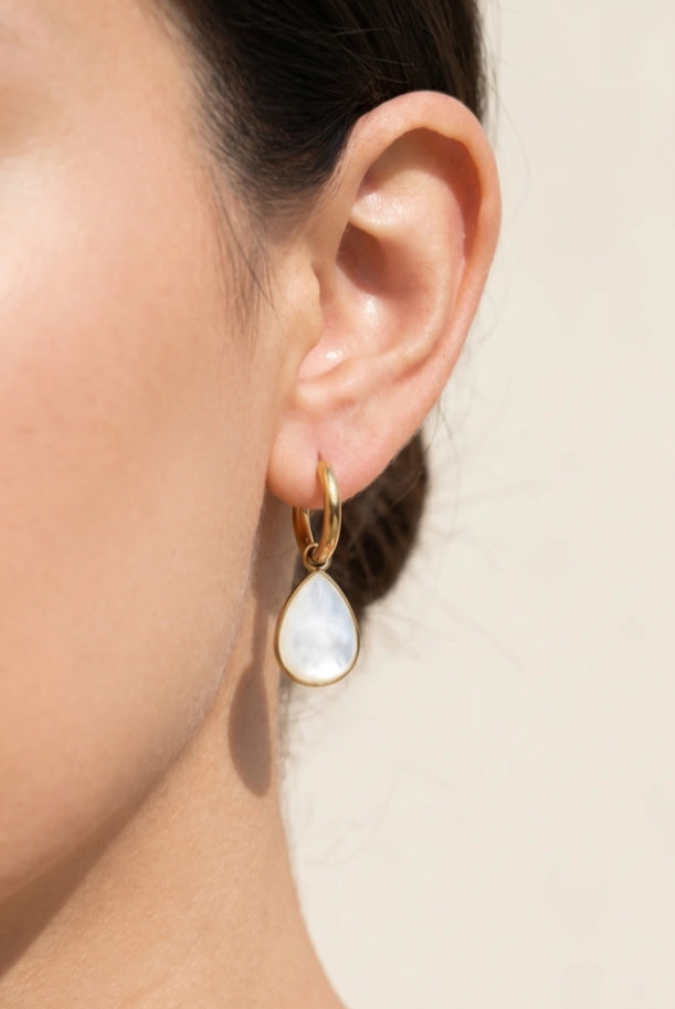 CRYSTAL HUGGIE EARRINGS - WHITE