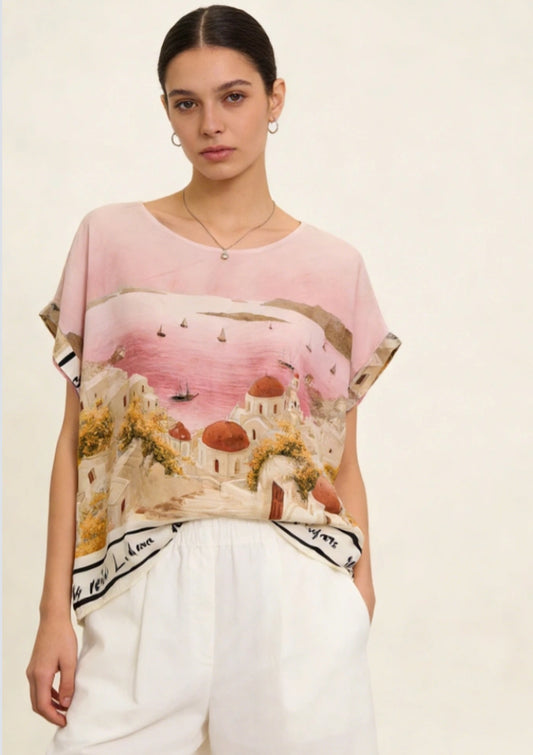 PRINT CHIFFON TOP - 10-16 - PINK