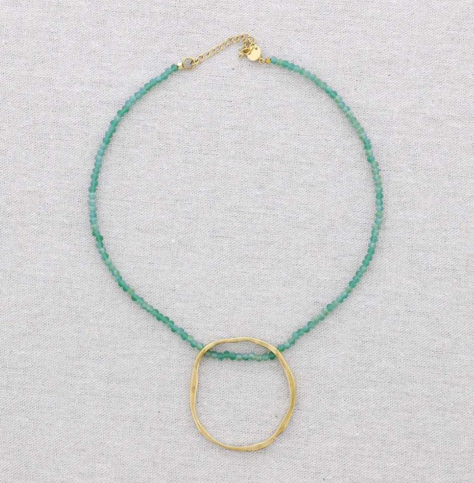 FACETED CRYSTAL CIRCLE NECKLACE - BLUE