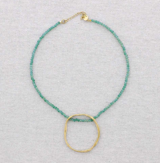 FACETED CRYSTAL CIRCLE NECKLACE - BLUE
