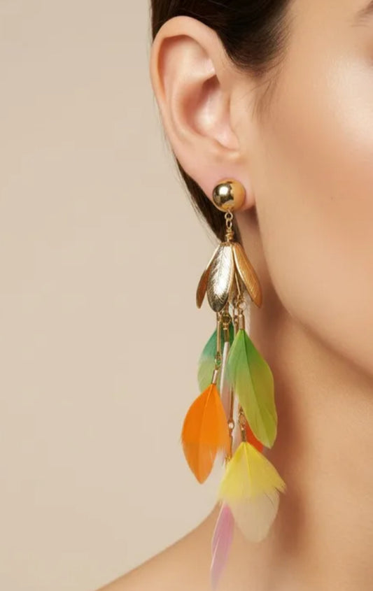 STATEMENT FEATHER EARRINGS
