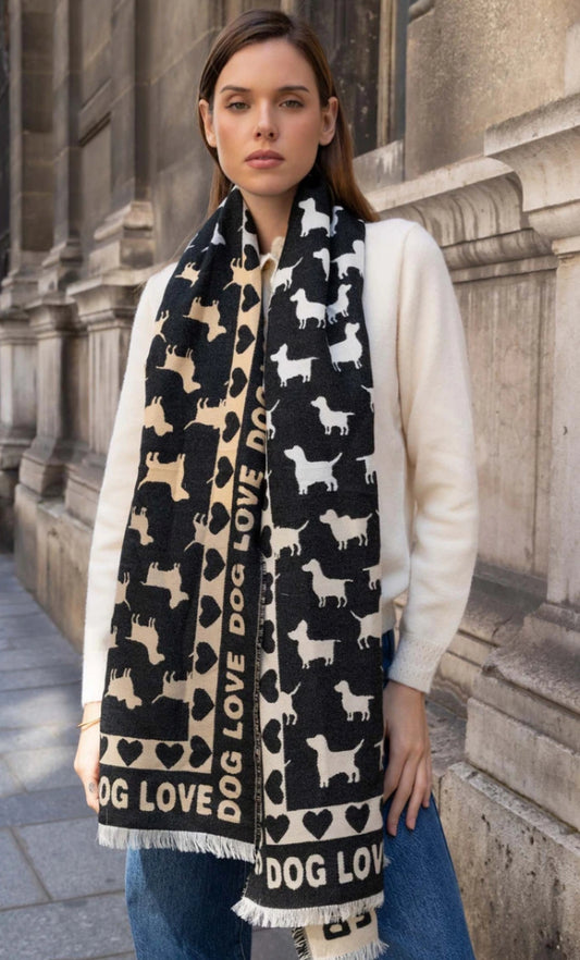 DOUBLE SIDED DOG PRINT SCARF