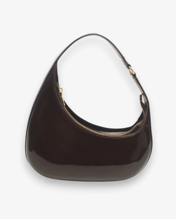 ASYMMETRIC STRAP SHOULDER BAG - CHOCOLATE