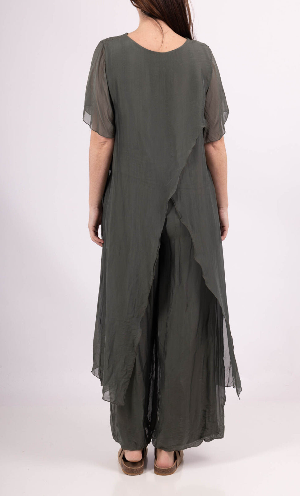 SILK BLEND DRAPE TOP - 8-12 - KHAKI