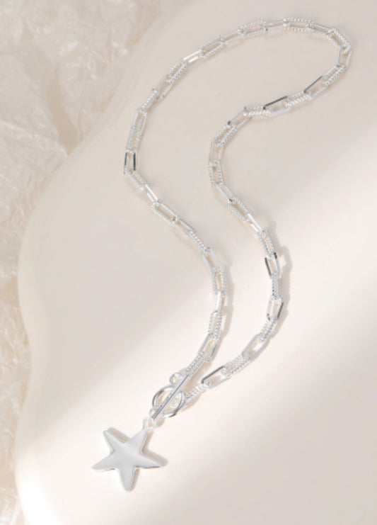 T-BAR STAR NECKLACE- SILVER