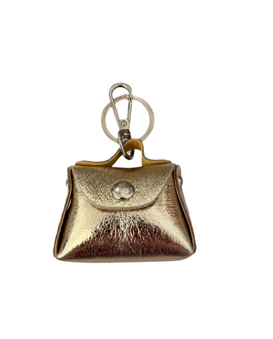 LEATHER PURSE KEYRING - GOLD