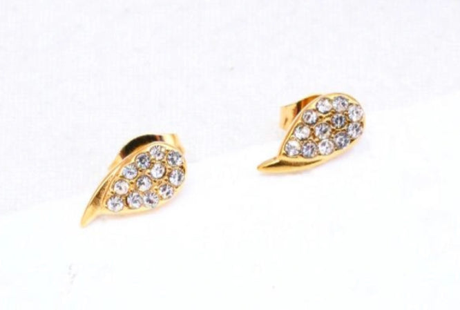 LEAF CRYSTAL STUDS - GOLD