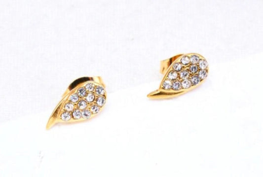 LEAF CRYSTAL STUDS - GOLD