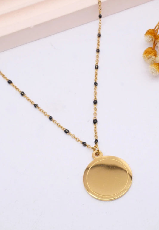 DISC BEAD NECKLACE - BLACK