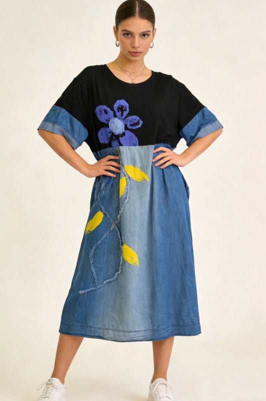 DENIM MIX DRESS - 10-16