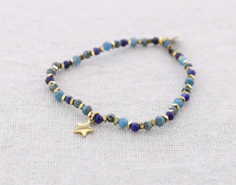 STAR STONE STRETCH BRACELET- BLUE