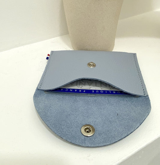 LEATHER CARD WALLET - BLUE