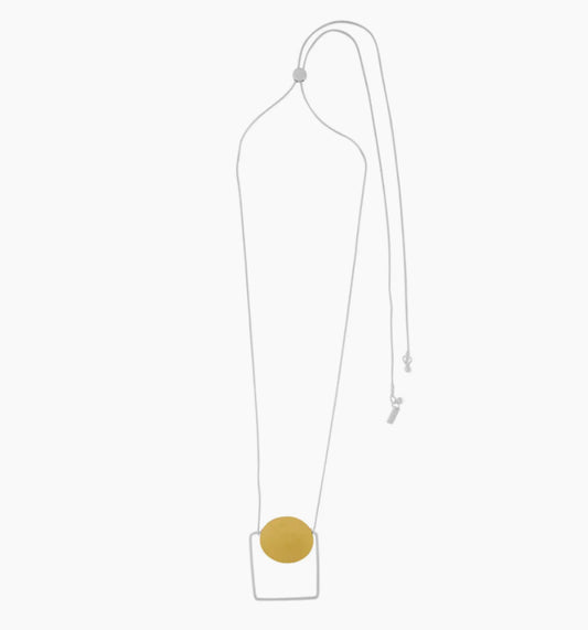 DNSK SQUARE TWO TONE ADJUSTABLE NECKLACE