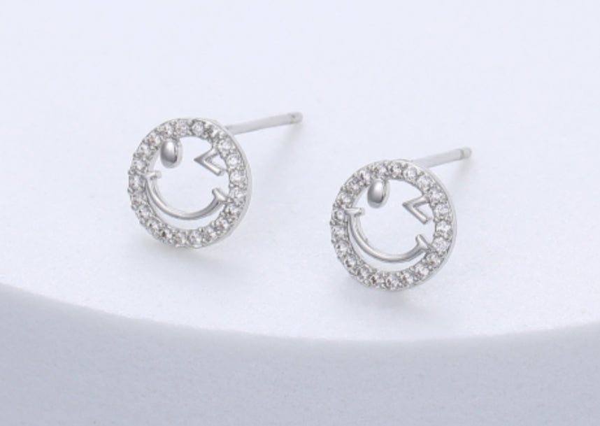 CRYSTAL SMILEY EARRINGS