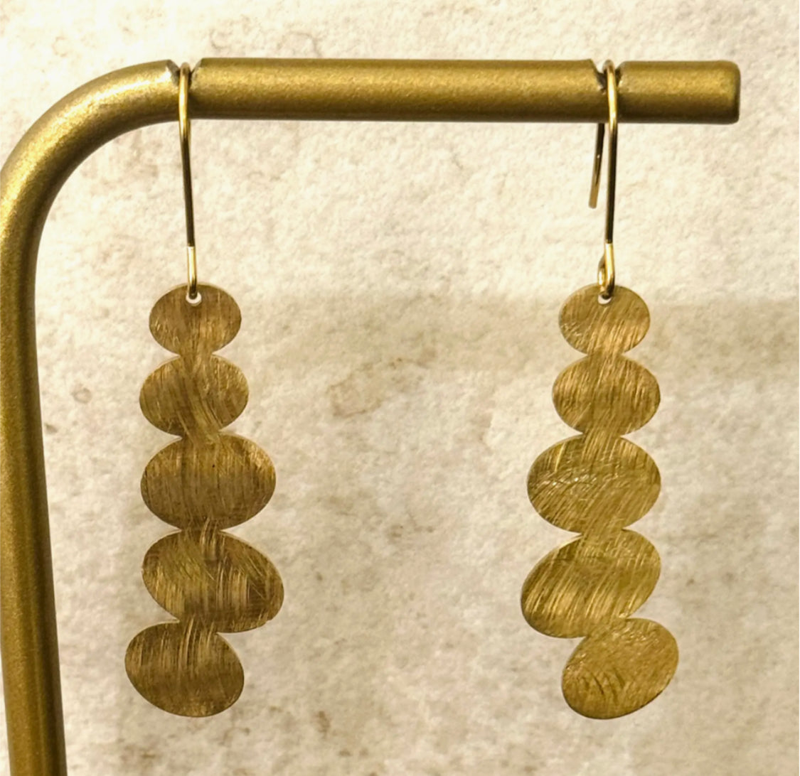 STAINLESS STEEL PEBBLE DROP EARRINGS