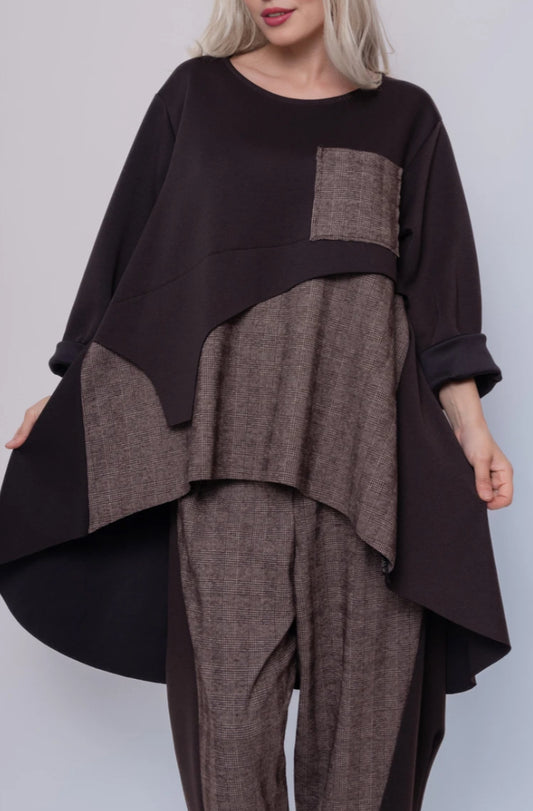 OVERSIZED POCKET TUNIC - 14-20 - CHOCOLATE