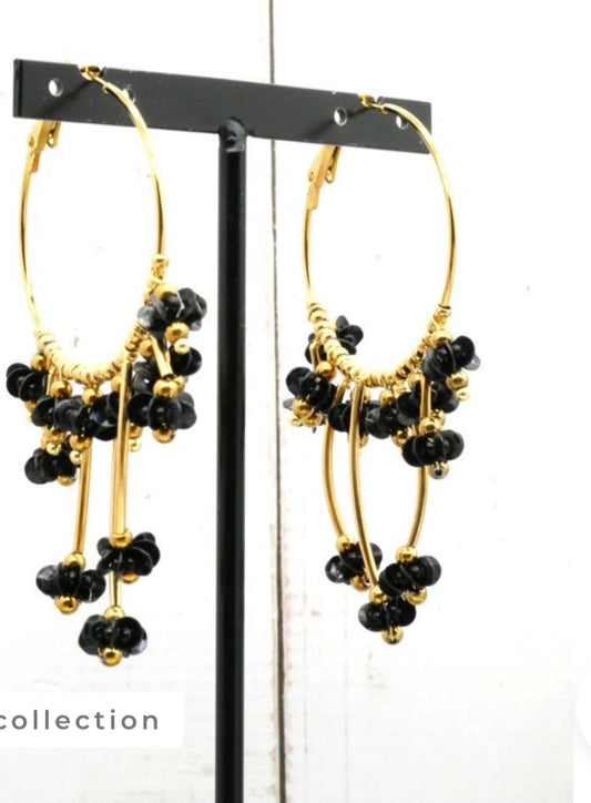 STATEMENT CRYSTAL EARRINGS- BLACK