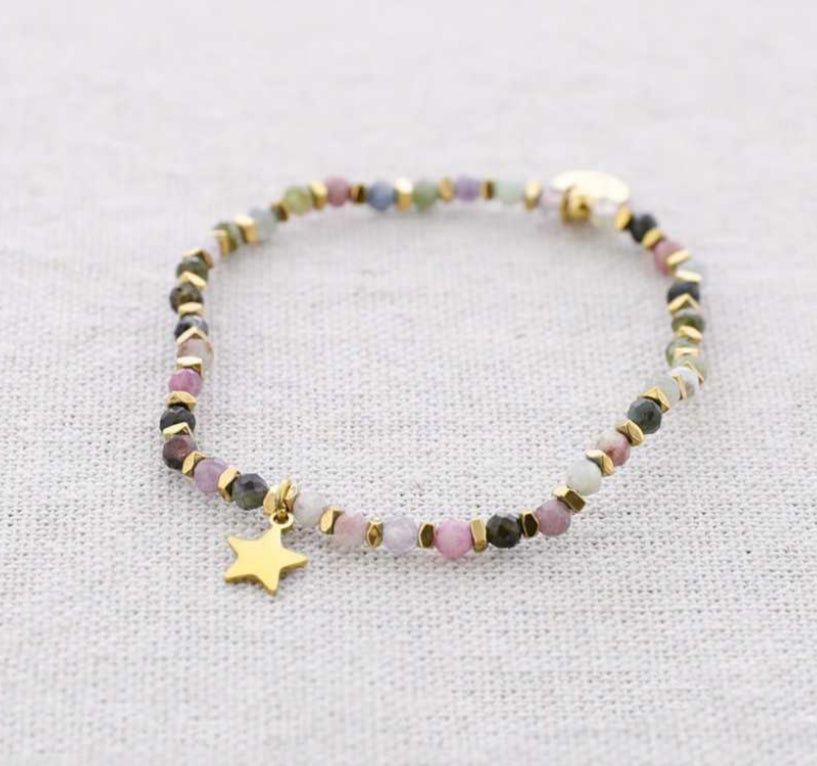 STAR STONE STRETCH BRACELET - PINK