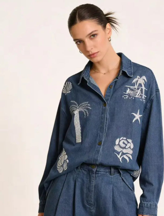 EMBROIDERED DENIM SHIRT - 10-16