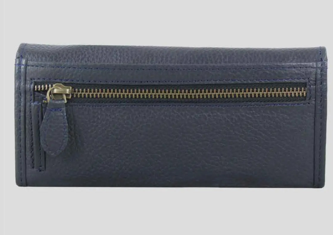 LEATHER LOGO WALLET - NAVY
