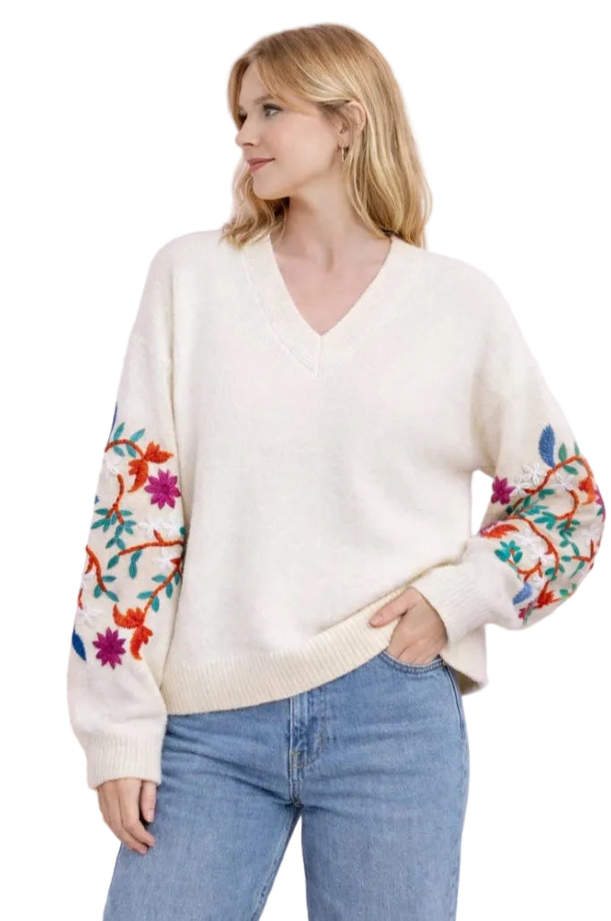 ALPACA WOOL BLEND EMBROIDERED KNIT - 10-16